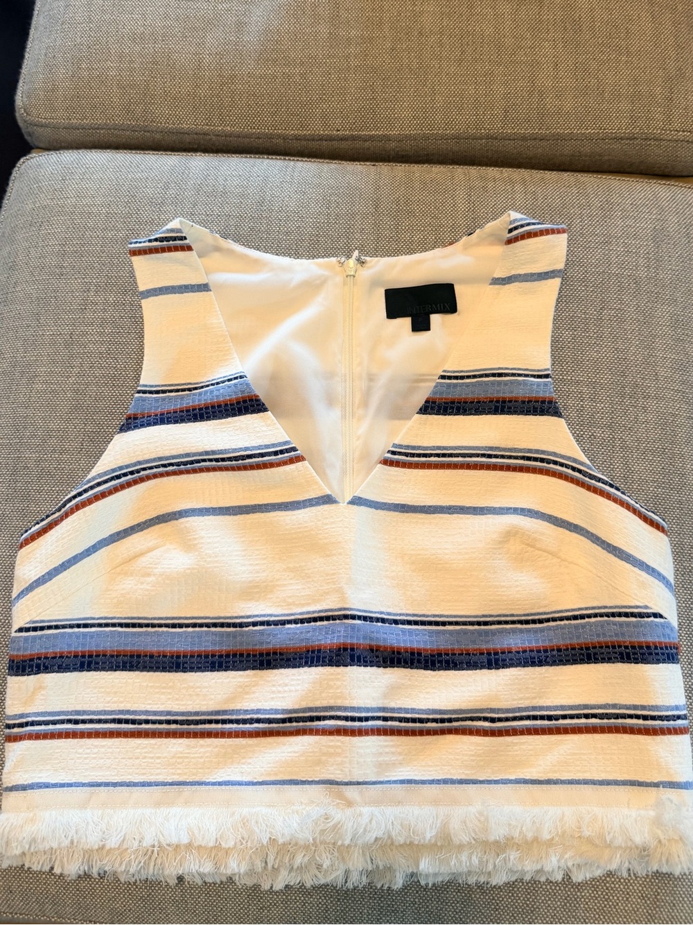 INTERMIX Cream Fringe Botton Crop Tank